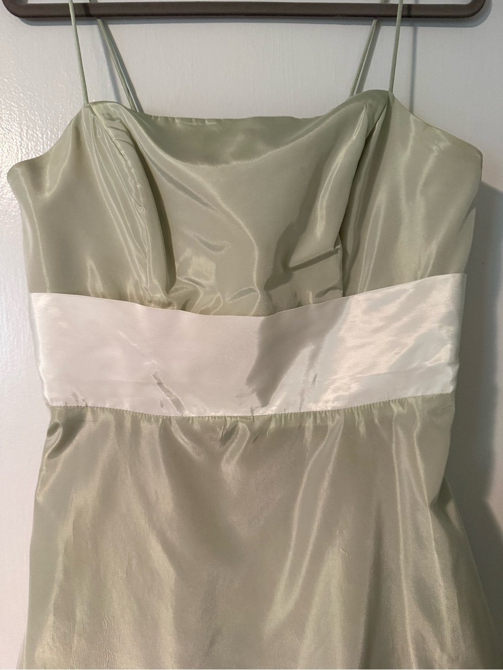 Vintage Mackenzie Michaels light sage shimmering formal gown size 14